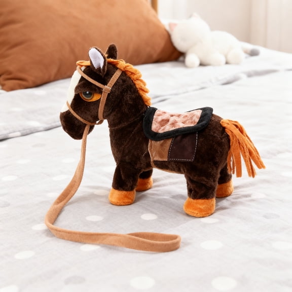 Interactive Animated Plush Horse with Motorized Motion - Realistic PP Cotton Stuffed Animal with Soothing Sound Effects for Adult Collectors and Thematic Display Enthusiasts