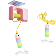Interactive Automatic Cat Toy, Electric Door Hanging Cat Toy with Feather Plush Caterpillar, Self Playing Teaser for Kitten Exercise, Long-Lasting ABS, Space-Saving, Includes 1 Replacement Head