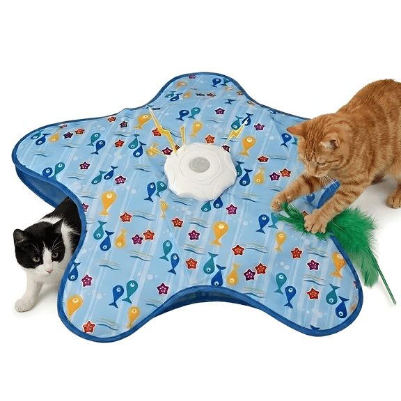 Interactive Automatic Cat Toy - Electronic Hide and Seek Feather Toy with 3 Play Modes & Lifelike Mouse Sound, USB-C Rechargeable Smart Indoor Kitten Exercise Toy