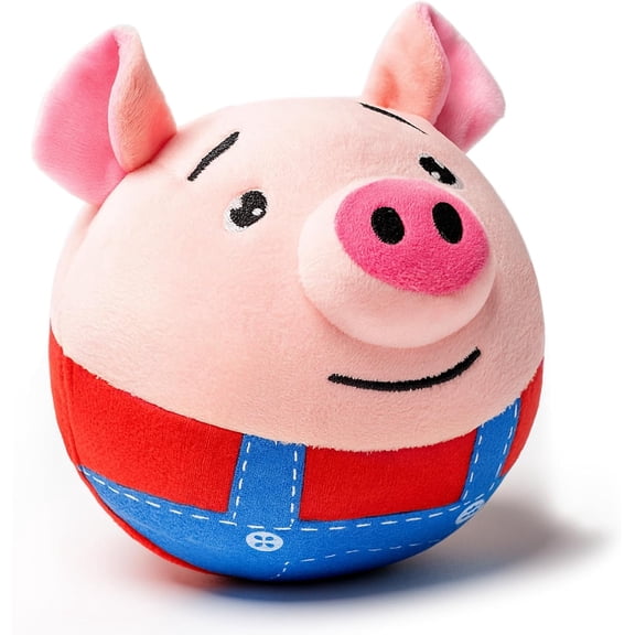 Interactive Automatic Jumping Pig Dog Toy - Squeak, Voice Recording & Music, Machine Washable for Light-Medium Chewers, Perfect Gift