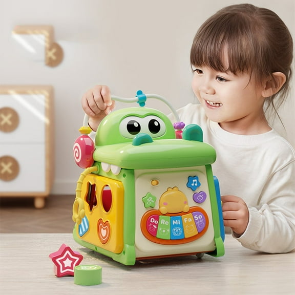 Interactive Baby Activity Cube Toy with Music and Lights, Educational Learning Play Center for Toddlers 6 Months+