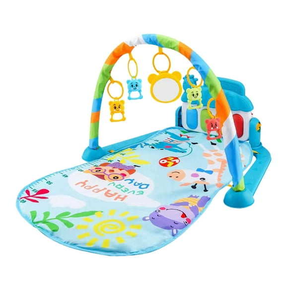 Interactive Baby Play Mat with Removable Piano Gym & 5 Linkable Toys for Tummy Time and Developmental Activities