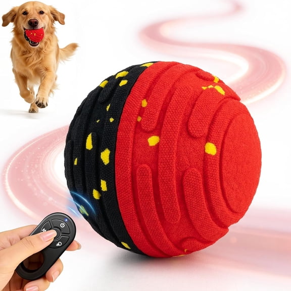 Interactive Ball with Remote Control - Bounce Ball for Dogs, Automatic Rolling, E-TPU Bite-Resistant, Moving Toys for Small Dogs, Medium and Large Dogs, Indoor & Outdoor
