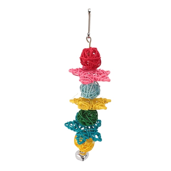 Interactive Bird Cage Toys With Bell, Safe Rattan For Chewing, Biting Playtime