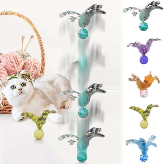 Interactive Bouncy Ball Toy, Multi-Color Chewable Cat Teething Toy, Feather-Light Pet Hunting Play, Durable Rubber Self-Entertainment, Bonding Exercise for Kittens, Stress Relief Sensory Ball