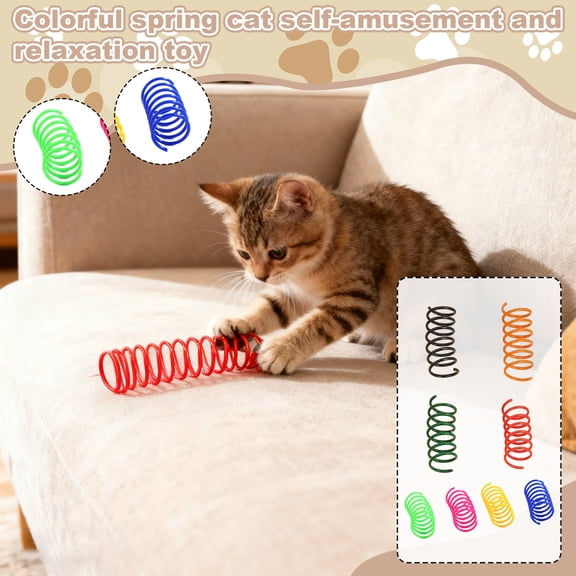 Interactive Bouncy Cat Spring Toys - Durable Colorful Plastic Springs for Kittens and Adult Cats - Fun Exercise Swatting and Hunting Pet Play - D