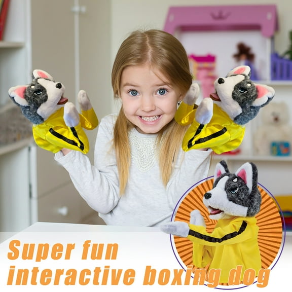 Interactive Boxing Husky Plush Toy, Funny Kung Fu Dog Stuffed Animal with Sound Effects for Children Gift Style #F024 Multicolor