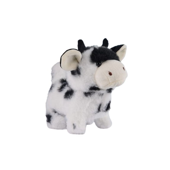 Interactive Brown Cow Plush Toy with Collar, Realistic Stuffed Animal with Sound & Motion, Soft Ki-ds Toy for Playroom Decor, Gift for Chi-ldren