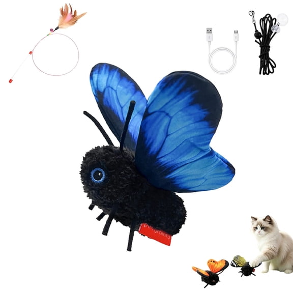 Interactive Butterfly Cat Toy,Realistic Wing Motion Encourages Stalking,Sensor Triggered,Durable Plush Build For Solo Play