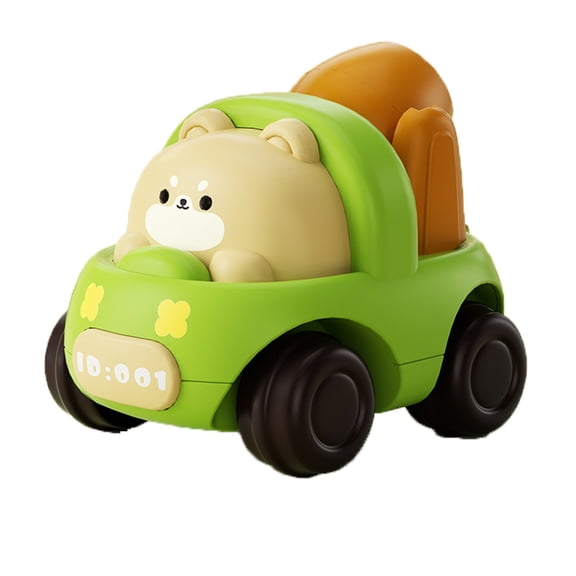Interactive Cartoon Animal Construction Vehicles Toy, Friction Powered Sliding Cars with Bear and Pig Drivers for Imaginative Play