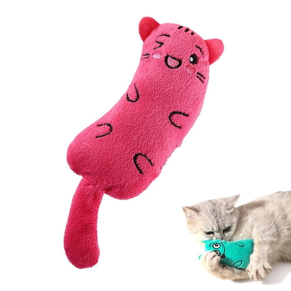 Cartoon Cat Plush Toy with Catnip - Interactive Grinding Teeth Cleaning & Sound for Kittens, Fun Pet Gift
