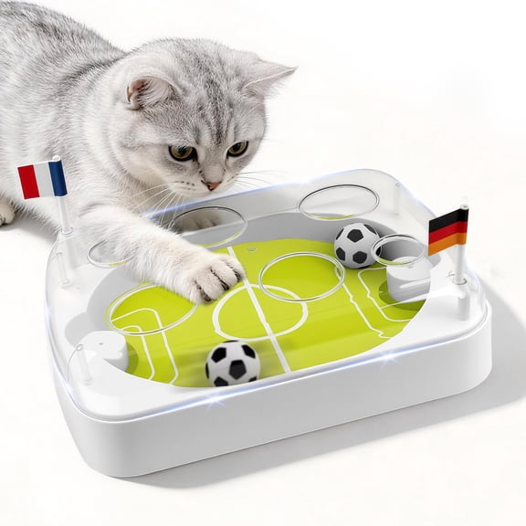 Philowng Interactive Cat Toy with Catnip, Automatic Rolling Motion, and World Cup Theme, White