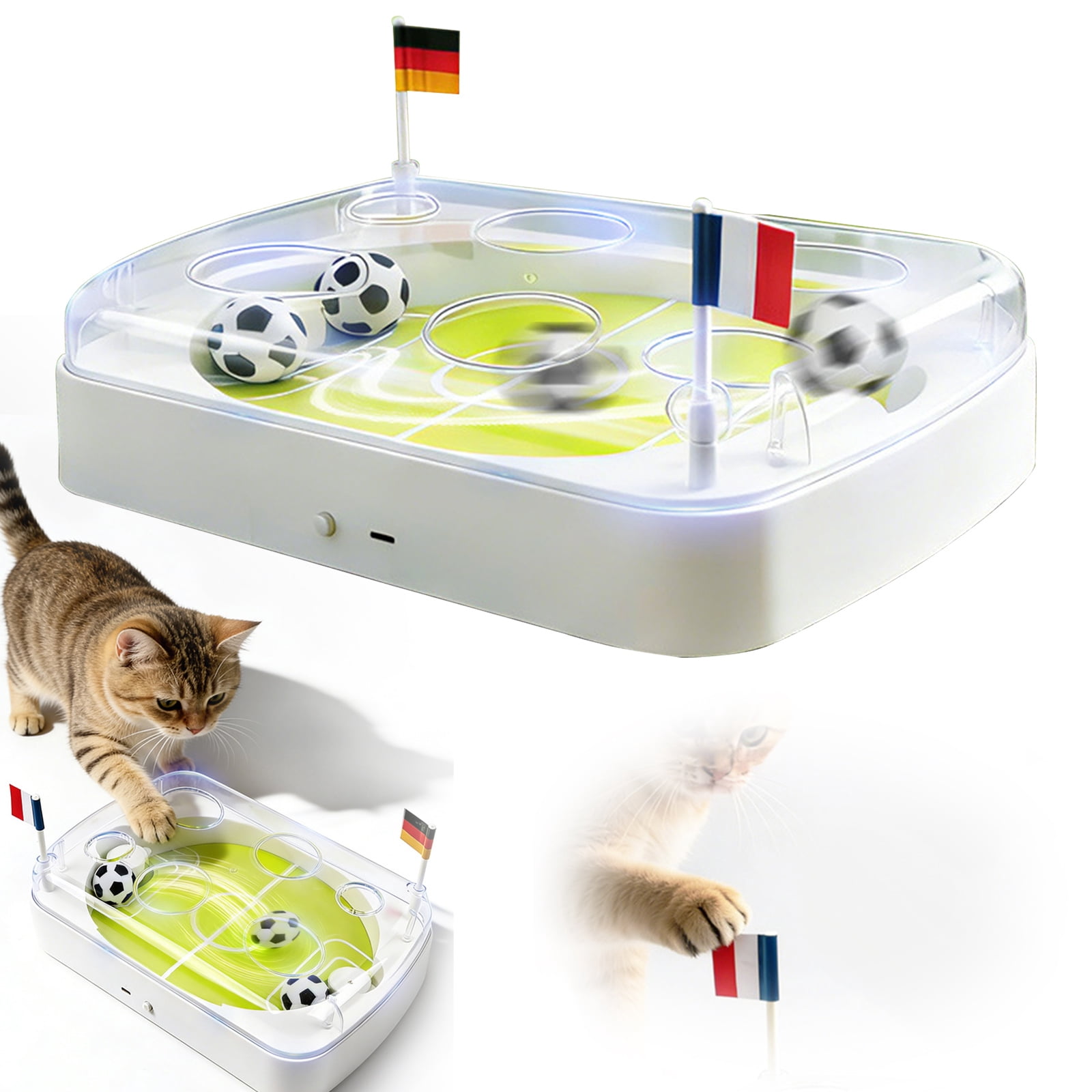 Interactive Cat Ball Toy - Electric Soccer Ball, Catnip 6cm Pet Toy with Rolling Motion for Training Exercise Mental Stimulation Hunting Simulation Scratching Outdoor Travel Floor Play