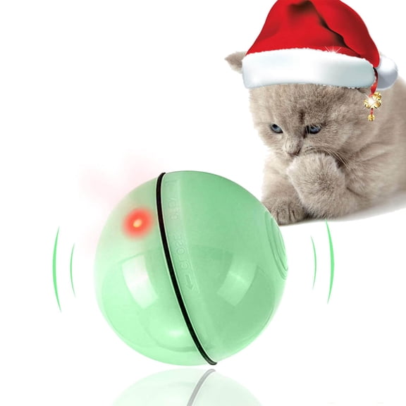 Interactive Cat Ball Toys USB Rechargeable Automatic Rotating Pet Balls Rolling Stimulate Hunting Instinct Kitten Funny(Green)