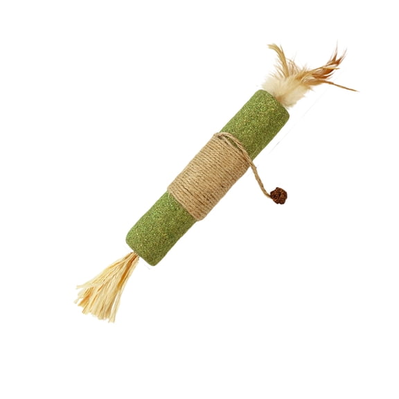 Interactive Cat Catnip Chew Toys, Natural Silvervine Teething Sticks, Jute Rope Wrapped Dental Care with Catnip Green