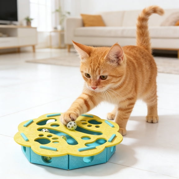 Interactive Cat Enrichment Maze Toy for Indoor Feline Mental Stimulation and Physical Activity
