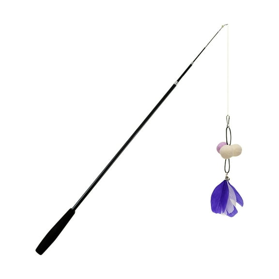 Interactive Cat Feather Play Stick with Bells - Replaceable Feather Wand for Kitten and Cat Exercise