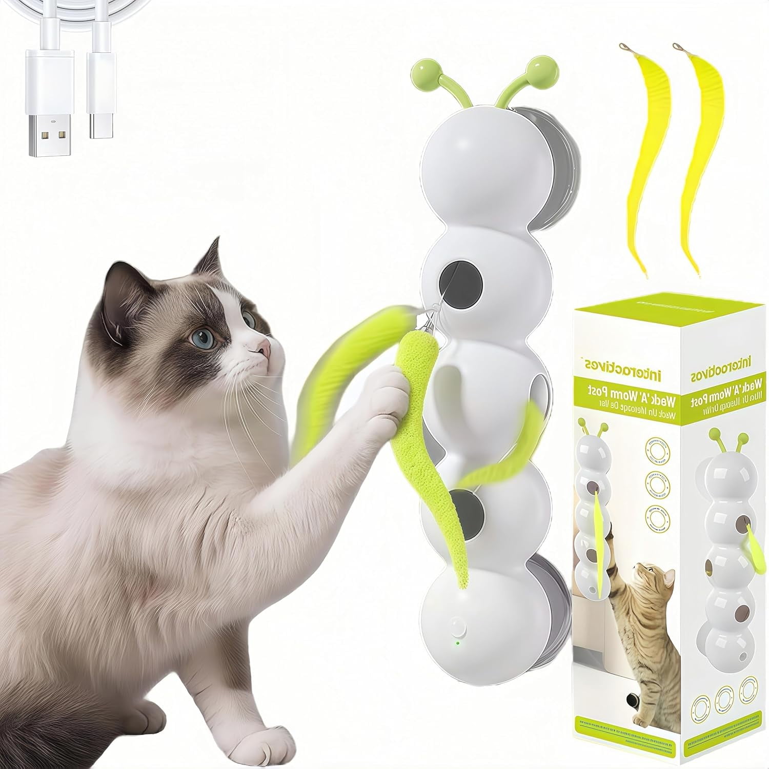 Interactive Cat Feather Toy, Automatic Fluffy Tail Teaser with Motion Sensor， Bite Resistant, Automatic Kitten Toys for Bored Cats for All Ages Indoor Cat （XX）