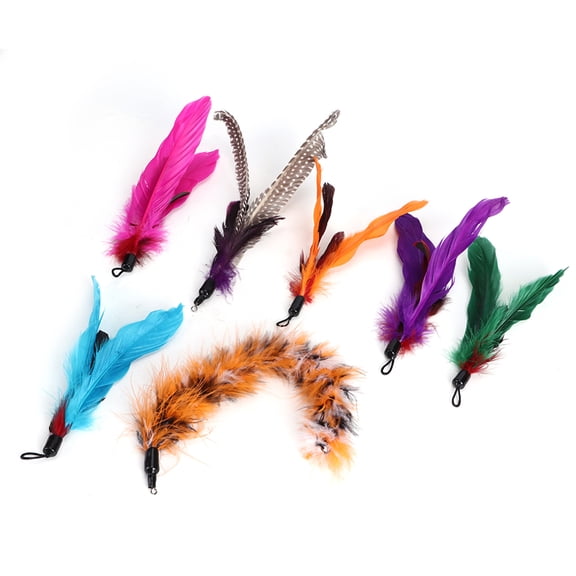 Interactive Cat Feather Toy Set, 7 pcs Replacement Heads for Teaser Rods, Natural Feather Cat Teaser Supplies
