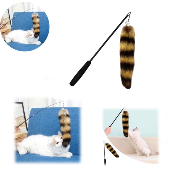 Interactive Cat Feather Toys Cat Wand Toy Feathers Teaser Furry Tail-like,A,1PCS