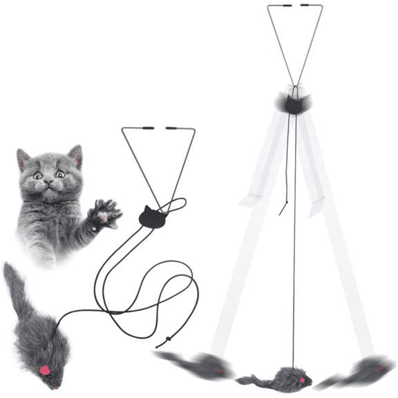 Interactive Cat Feather Toys,Retractable Cat Teaser Toy Hanging Interactive cat Toys for Indoor Cats Kitten Play Chase Exercise, Kitten Fun Mental