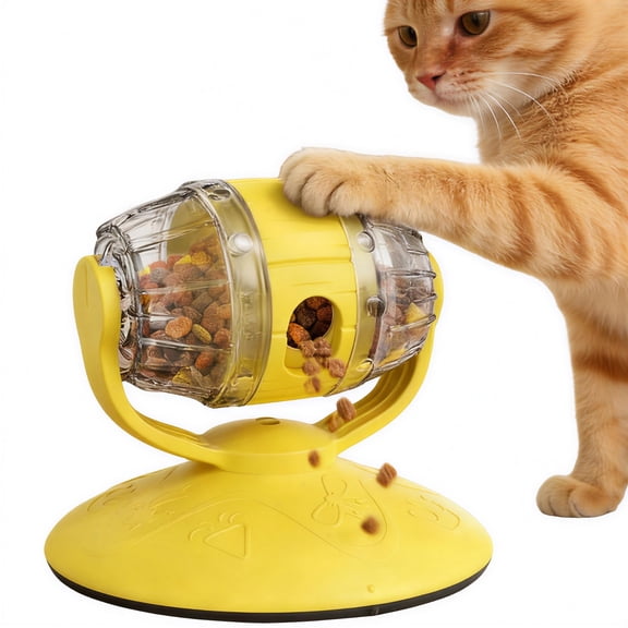 Interactive Cat Feeder Toy | Adjustable Rotation Speed | Treat Dispensing Puzzle | Training Accessory | Controlled Feeding Pace Design | Anti Overeating Support, Engaging Play System for Smart Cat