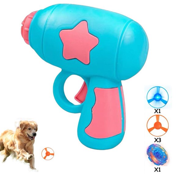 Interactive Cat Flying Disc Launcher Toy, Glowing LED Bamboo Dragonfly Blaster for Indoor Cats & Dogs, 2-in-1 Flying Saucer Exercise Tool for Pets