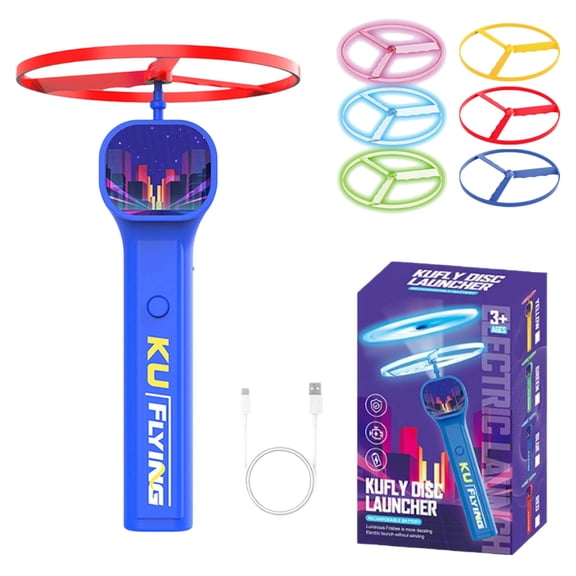 Interactive Cat Flying Disc Toy Rechargeable Glow in Dark with 6 Discs for Pet Training