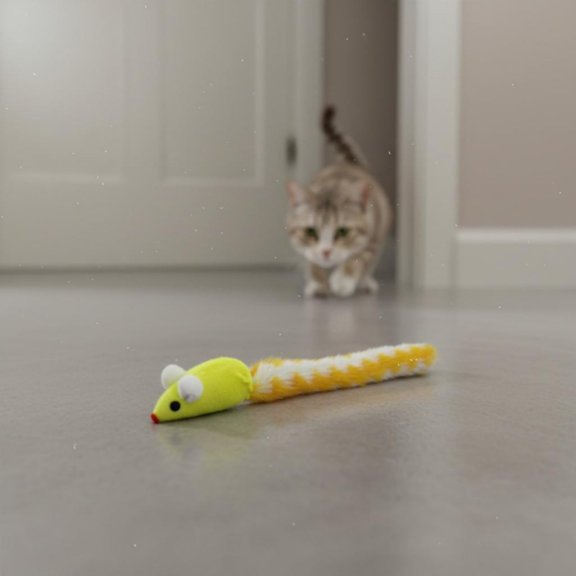 Interactive Cat Mouse, Crinkle Teaser Mice with Fuzzy Tail for Indoor Cats & Kittens, Lightweight Hunting Play Toy for Exercise, Mental Stimulation and Fun