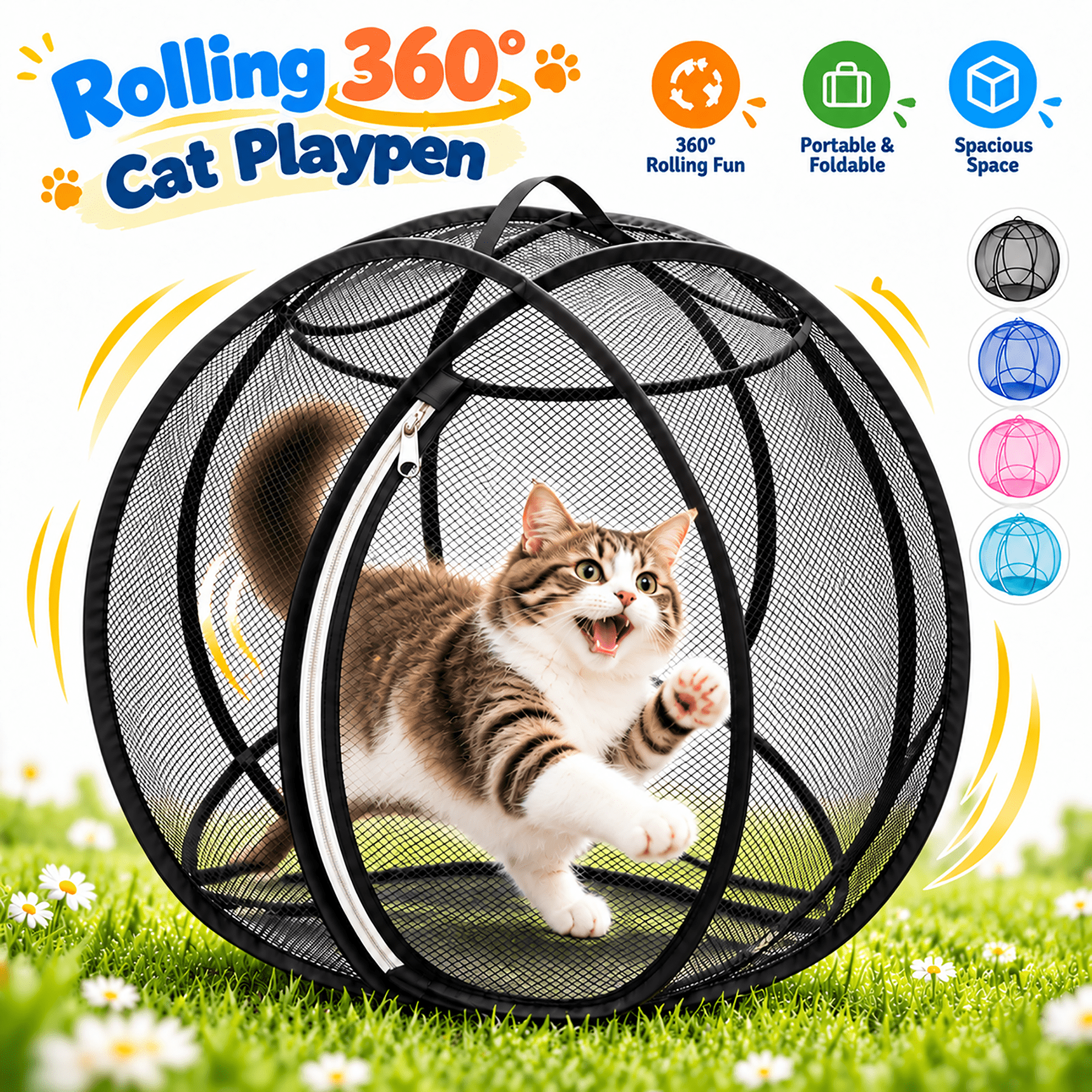 Interactive Cat Playpen, 360 Panoramic Outdoor Cat Exercise Space with ...