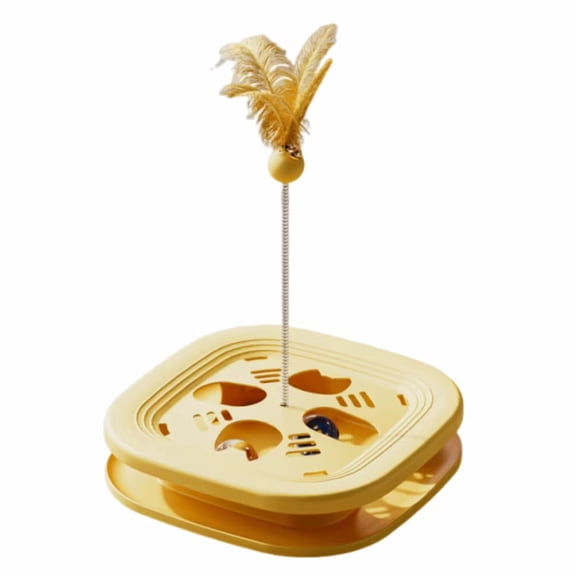 Interactive Cat Puzzle Toy With Feather Teaser Wand And Bell, Maze Game Balls For Multiple Play Modes, Self-Entertainment Enrichment Tool To Relieve Boredom And Promote Mental