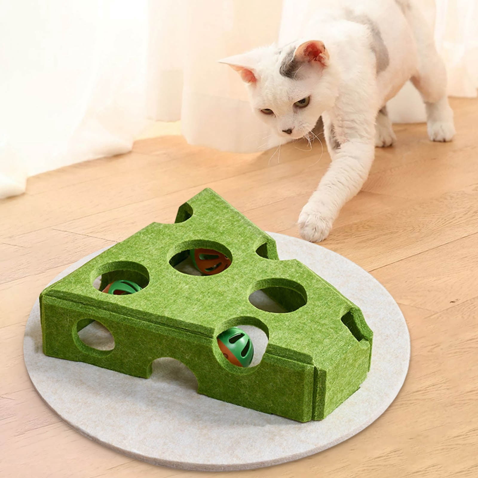 Interactive Cat Scratch Puzzle Box with Enrichment Maze & Jingle Balls ...