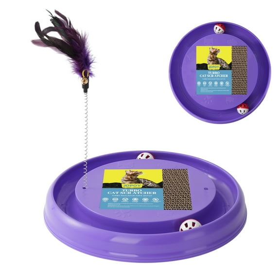 Interactive Cat Scratcher & Toy with 2 Self-Rotating Balls & 1 Kitten Cat Ball Track Toy Cat Scratcher, Purple