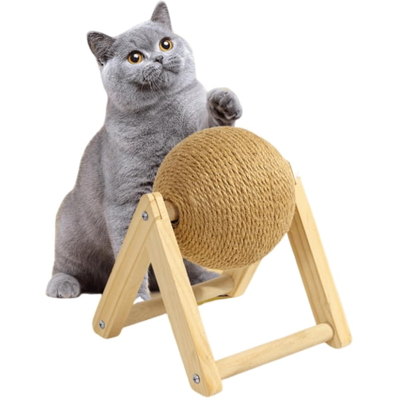 Interactive Cat Scratcher Ball Toy Durable Sisal Cat Claw Catcher Mess-Free Standalone Fun & Stress Relief Scratching Post for Cats (Medium)