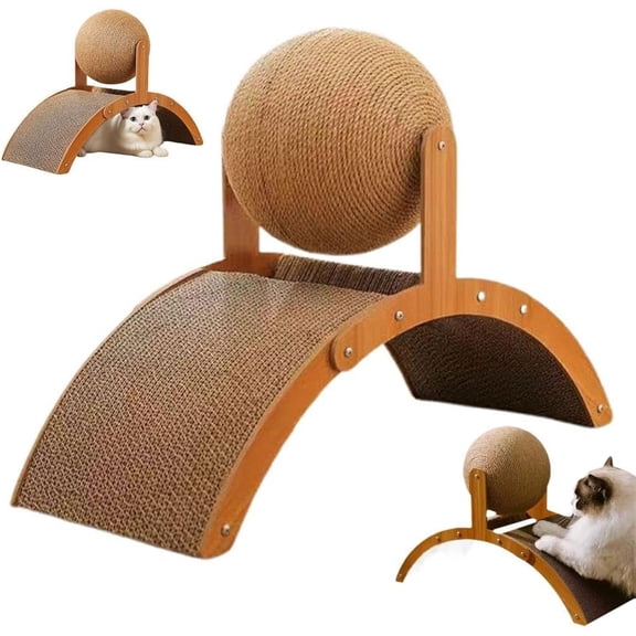 Interactive Cat Scratcher, Cat Scratching Post Design with Arch Bridge Balls-Stylish Cat Scratching Board, Natural Sisal Scratcher Ball, Fun and Engaging Scratching Post for and Exercise (1Pc)