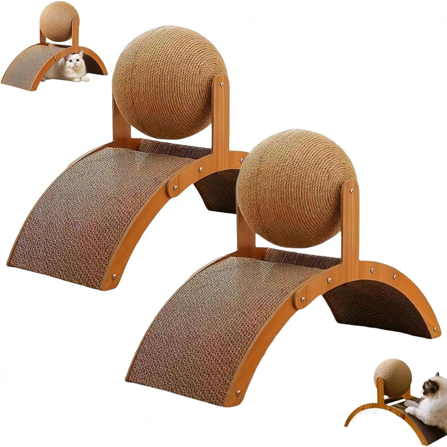 Interactive Cat Scratcher, Cat Scratching Post Design with Arch Bridge Balls-Stylish CatScratching Board, Natural Sisal Scratcher Ball, Fun and Engaging Scratching Post for Exercise