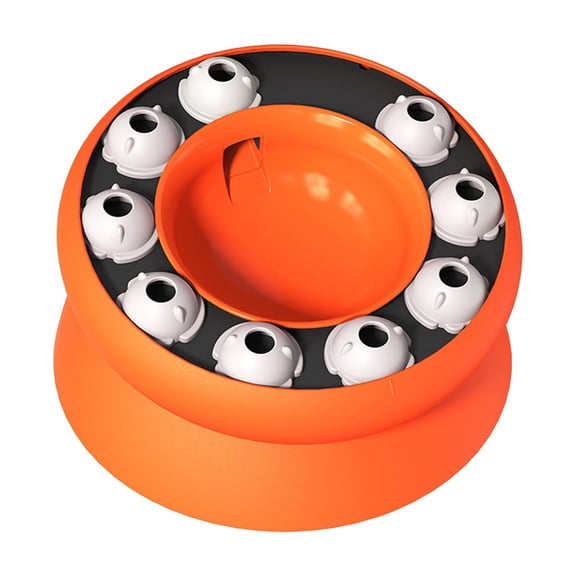 Interactive Cat Slow Feeder Bowl with Rotating Maze - Food Dispensing Puzzle Toy for Cats & Small Dogs, Mental Stimulation & Anti-Choke Design, Dishwasher Safe (Orange)