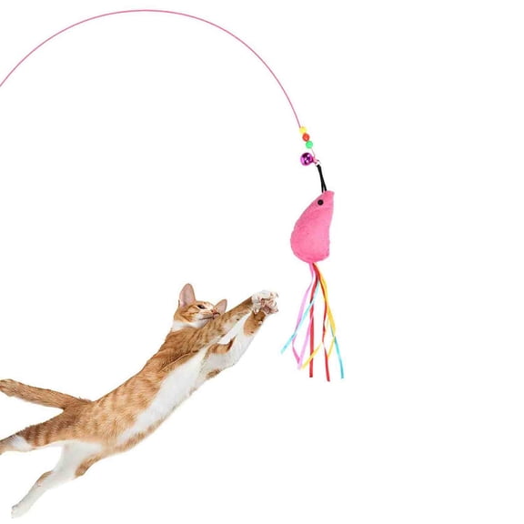 Interactive Cat Teasers Funny Dangle Feather Rod Toys for