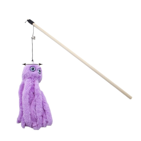 Interactive Cat Teaser Wand With Realistic Simulation Plush Octopus Toy, Durable Wooden Handle Funny Plaything, Mental Stimulation Bonding Prevent Boredom Indoor Play Accessory