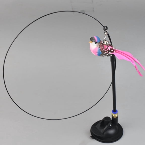 Interactive Cat Teaser Wand with Suction Cup 2-in-1 Hands-Free & Handheld Play with Replacement Feather Heads Indoor Exercise Toy for Bored Kittens & Cats