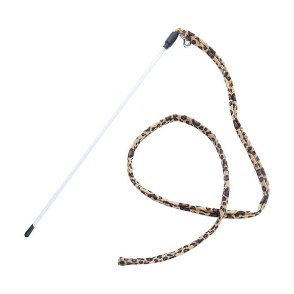 Interactive Cat Teaser Wand Toy for Exercise and Play with Leopard Print Tail to Reduce Feline Boredom