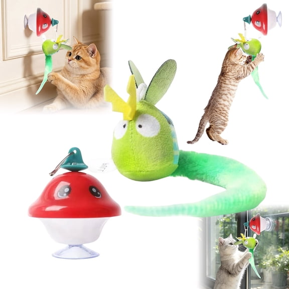 Interactive Cat Teaser Wand for Indoor Exercise and Play Stick with String Stimulating Activity and Safe Detailing, 11x8x6 cm, Green