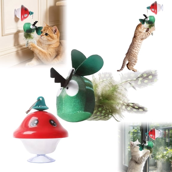 Interactive Cat Teaser Wand for Indoor Exercise and Stimulating Activity with Material and String Play, 11x8x6 cm, Army Green