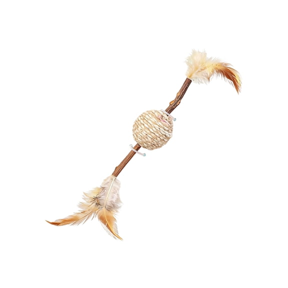 Interactive Cat Teaser Wand with Silvervine, Hemp Rope Mouse and Realistic Feathers, Vocalizing Pet Toy for Boredom Relief, Indoor Cat Exercise