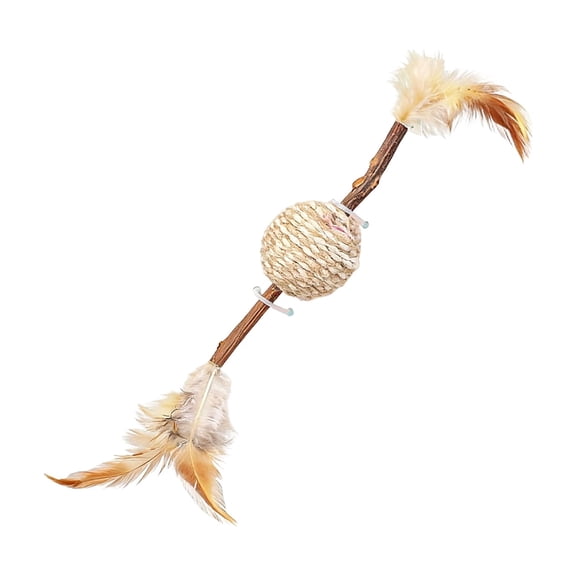Interactive Cat Teaser Wand with Silvervine, Hemp Rope Mouse and Realistic Feathers, Vocalizing Pet Toy for Boredom Relief, Indoor Cat Exercise