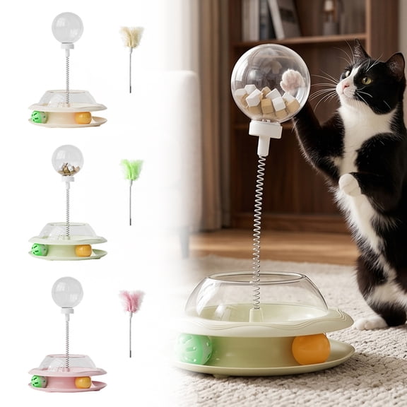 Interactive Cat Teasers Disk Dispensing Toy For Feline Minds And Promote Exercise, 4.72 inch, Pink