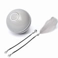 thumbnail image 1 of Interactive Cat Toy Ball, Automatic Rolling with LED Lights, Detachable Feather, Catnip, 360° Motion, for Indoor Pets, Grey, 1 of 10