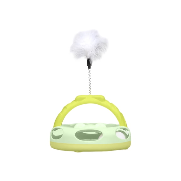 Interactive Cat Toy,3-Layer Spin Disc with Removable Wand,Mental Stimulation Puzzle for Indoor Cats,Boredom Relief and Solo Play,Green Pet Entertainment Toy