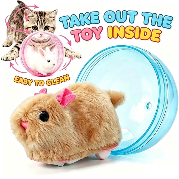 Interactive Cat Toy, Automatic Self Rolling Interactive Cat Ball, 360° Rotating Realistic Animal Moving Toy for Indoor Cats & Small Dogs _ Pink