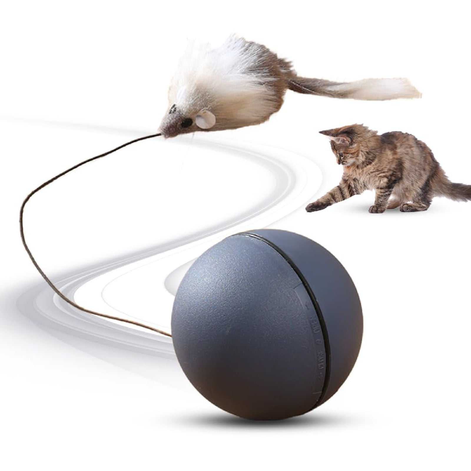 Interactive Cat Toy Ball, Automatic Moving Cat Ball Toy with Fake Mouse